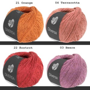 Lana Grossa 50 g Diversa Wool Yarn Knitting Crochet Cotton Blend Yarn Mélange Effect 22 Colors image 3