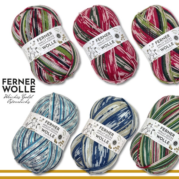 Ferner Wolle 150 g Mally Socks Sockenwolle Weihnachtsedition 2022 mit Merinowolle Superwash Socken Strümpfe Stulpen Handschuhe