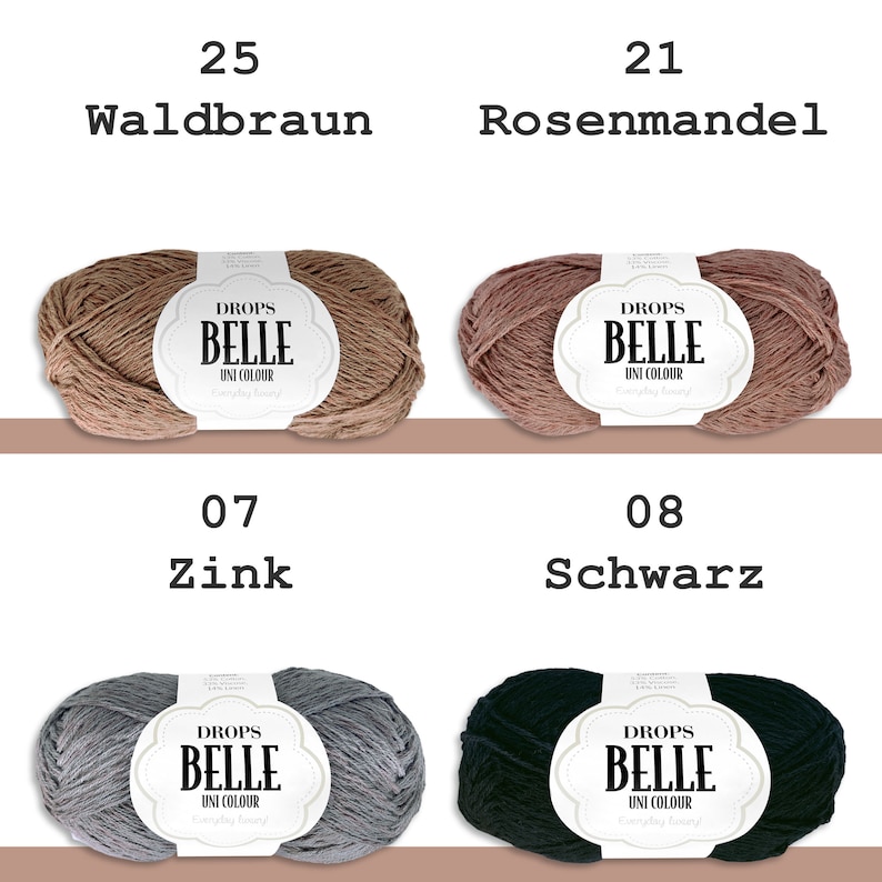 Drops 5 x 50 g Belle Wolle Baumwolle Viskose Leinen Sommergarn Babygarn Basicgarn Öko-Tex Standard 100 Stricken Häkeln 20 Farben Bild 6