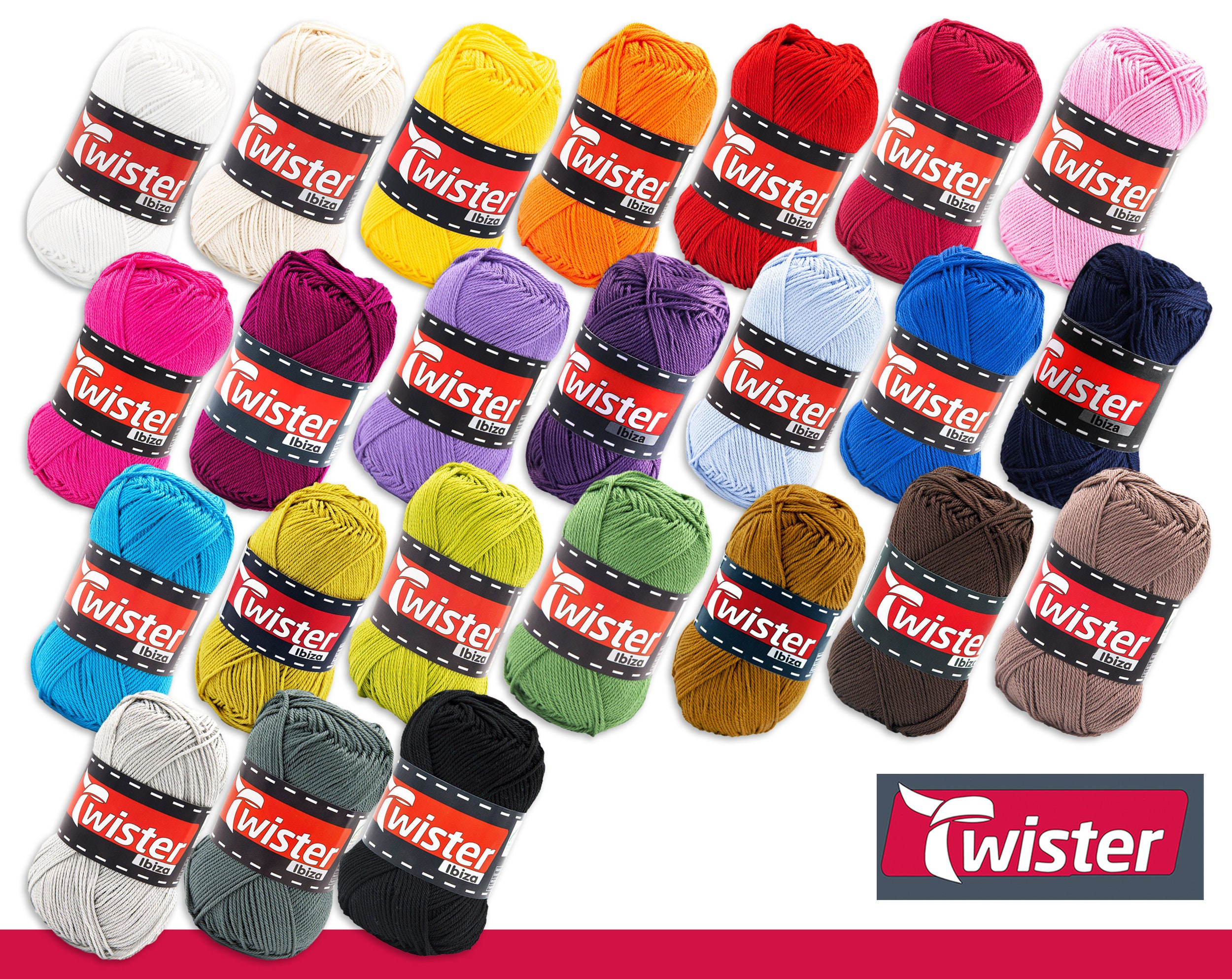 Twister 5 X 50 G Ibiza Uni Cotton Summer Yarn Baby Yarn Knitting Crochet Wool Yarn Mercerized 24 Colors Etsy
