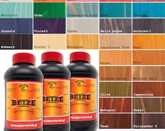 Bartek 3 x 450 ml tinte tinte agua tinte madera tinte muebles carpintero 30 colores a elegir