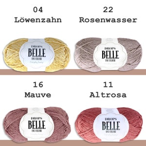 Drops 5 x 50 g Belle Wolle Baumwolle Viskose Leinen Sommergarn Babygarn Basicgarn Öko-Tex Standard 100 Stricken Häkeln 20 Farben Bild 3