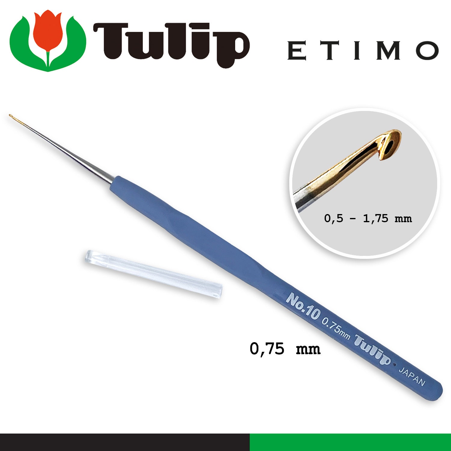 tooo  トープ EU36/23cm Tulip Etimo Steel Crochet Hook With Padded Handle Ergonomic Filet