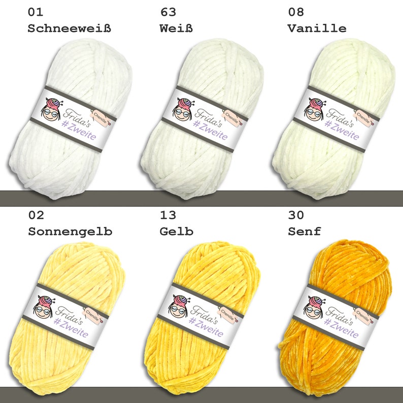 Frida's 100 g Zweite Chenille Wolle Stricken Häkeln Amigurumi samtig weich 42 Farben Bild 2