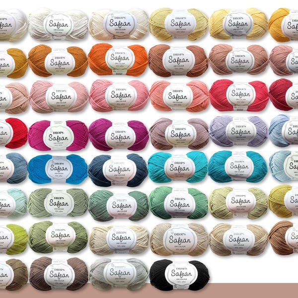 Ovillo de algodón color azafrán para bebé, 50 g, hilo de verano, hilo básico, certificado Oeko-Tex Standard 100, para tejer y hacer ganchillo, 46 colores
