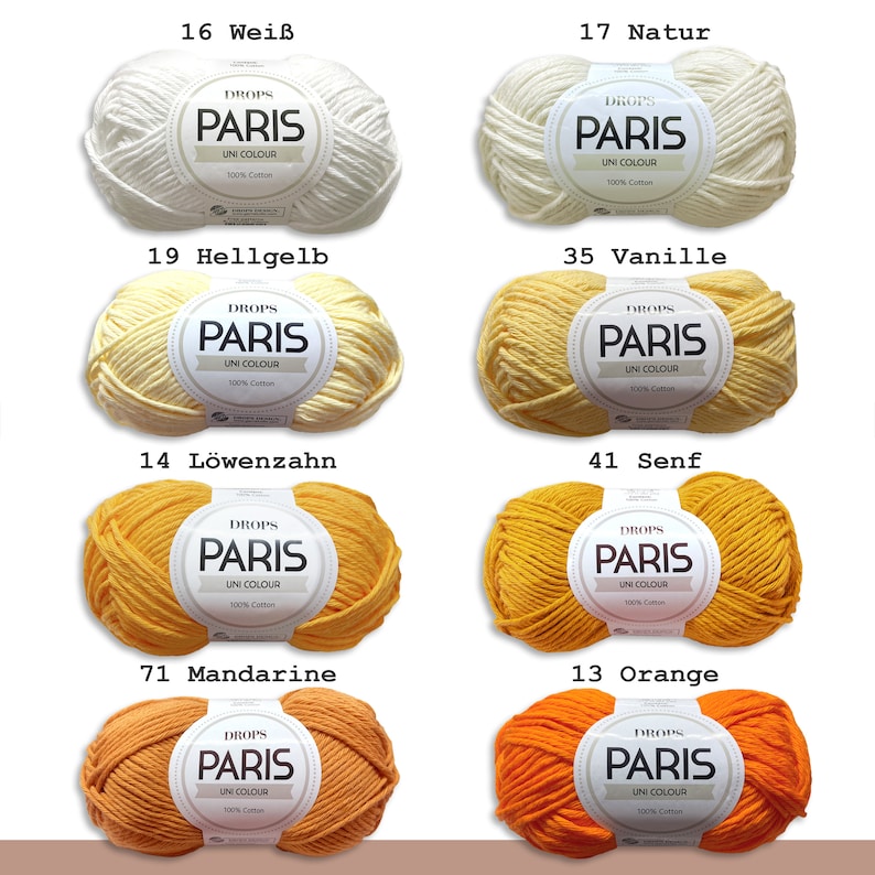 Drops 50 g Paris Coton Été Fil Bébé Fil Basic Fil Oeko-Tex Standard 100 Tricot Crochet 54 Couleurs image 2