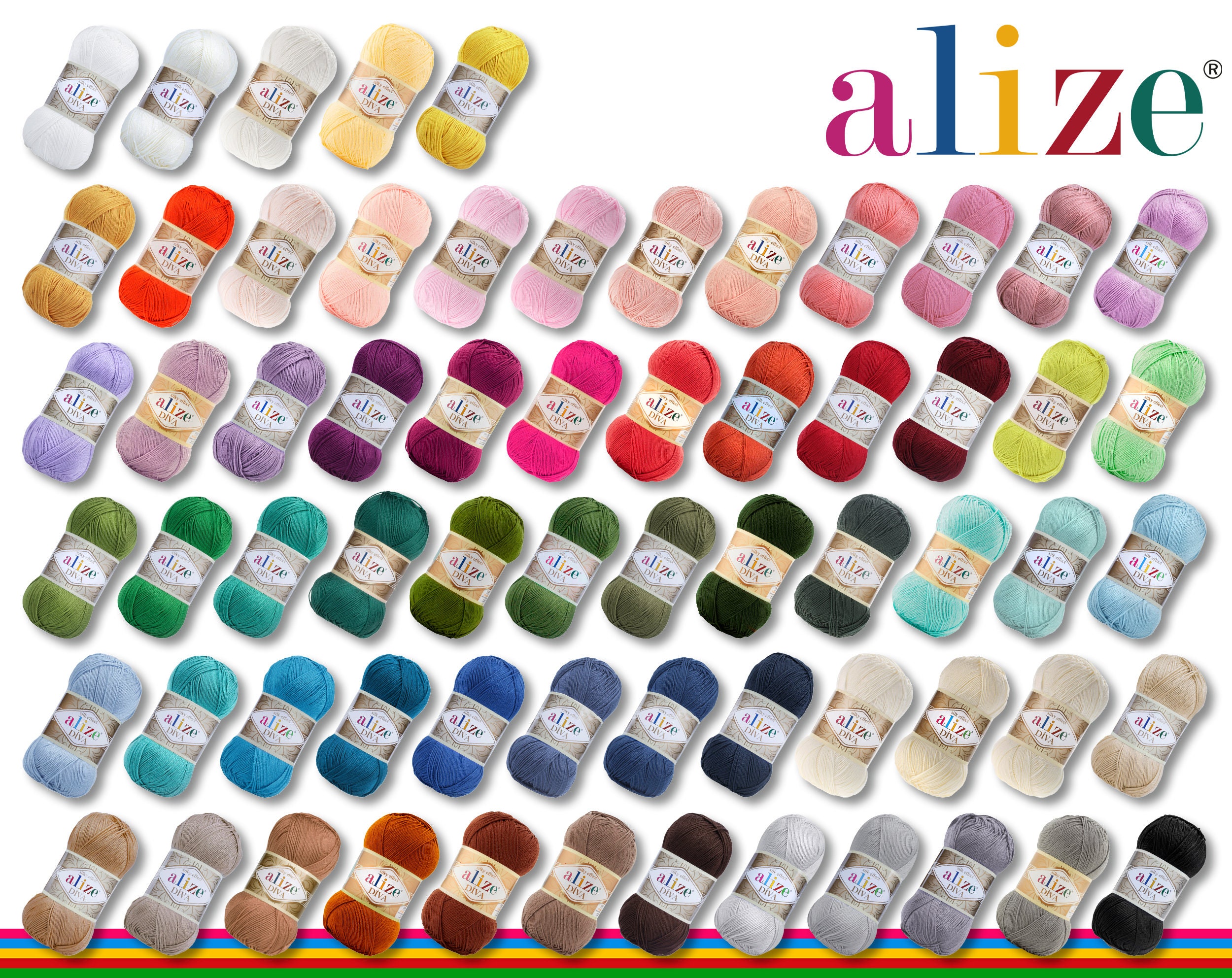 Multicolored Yarn for Crocheting - Microfiber Silk & Acrylic Yarn for Crocheting & Knitting - Lightweight & Soft Alize Diva Batik Mercerized for