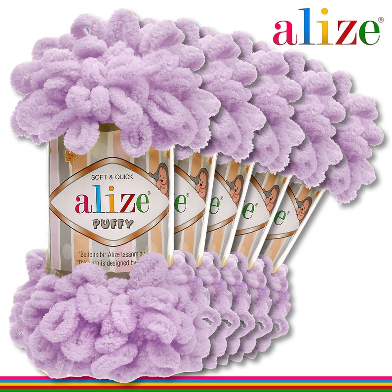 Loop wool hand knitting finger knits Alize 5 x 100 g Puffy PREMIUM Wool 27 Old pink