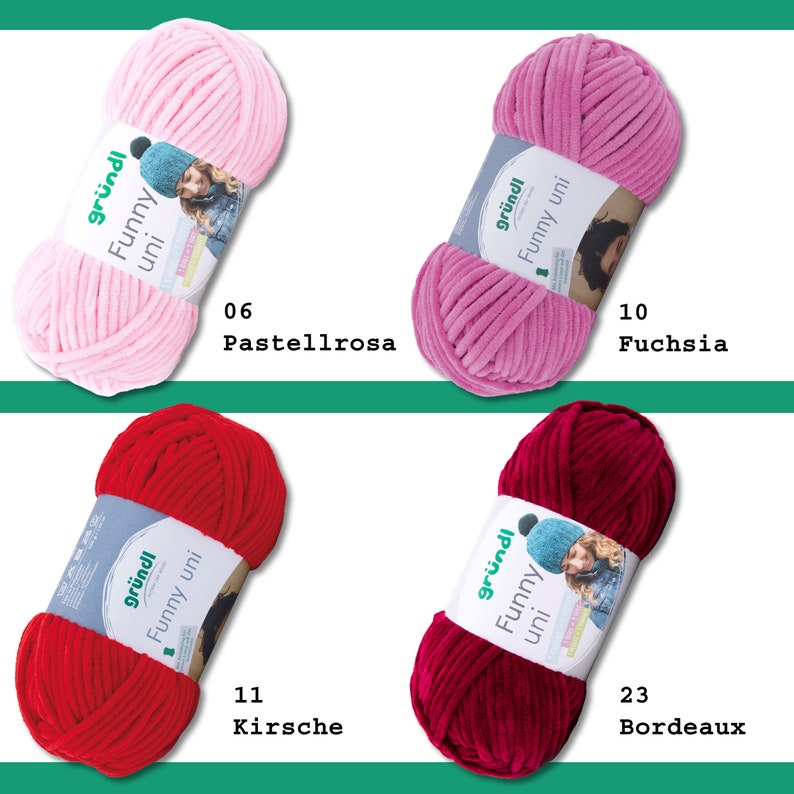Gründl 100 g Funny Uni Knitting Crochet Chenille Yarn Cuddly Yarn Children's Fashion Amigurumi Cuddly Toys Scarves Polyester 25 Colors image 3