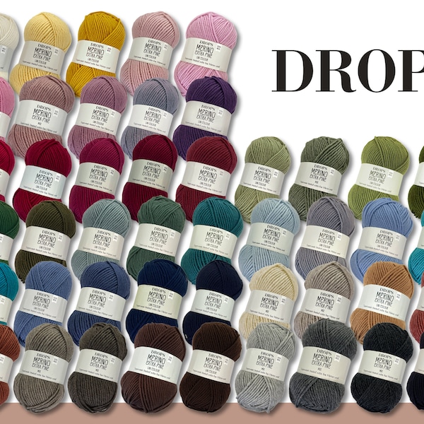 Drops 5 x 50 g Merino Extra Fine Tricot au crochet lavable sans mulesing 46 couleurs