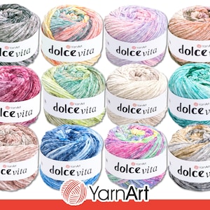 YarnArt 5 x 150 g Dolce Vita Chenille Gradient Filato di lana per maglia, uncinetto, amigurumi soffice e vellutato 12 colori