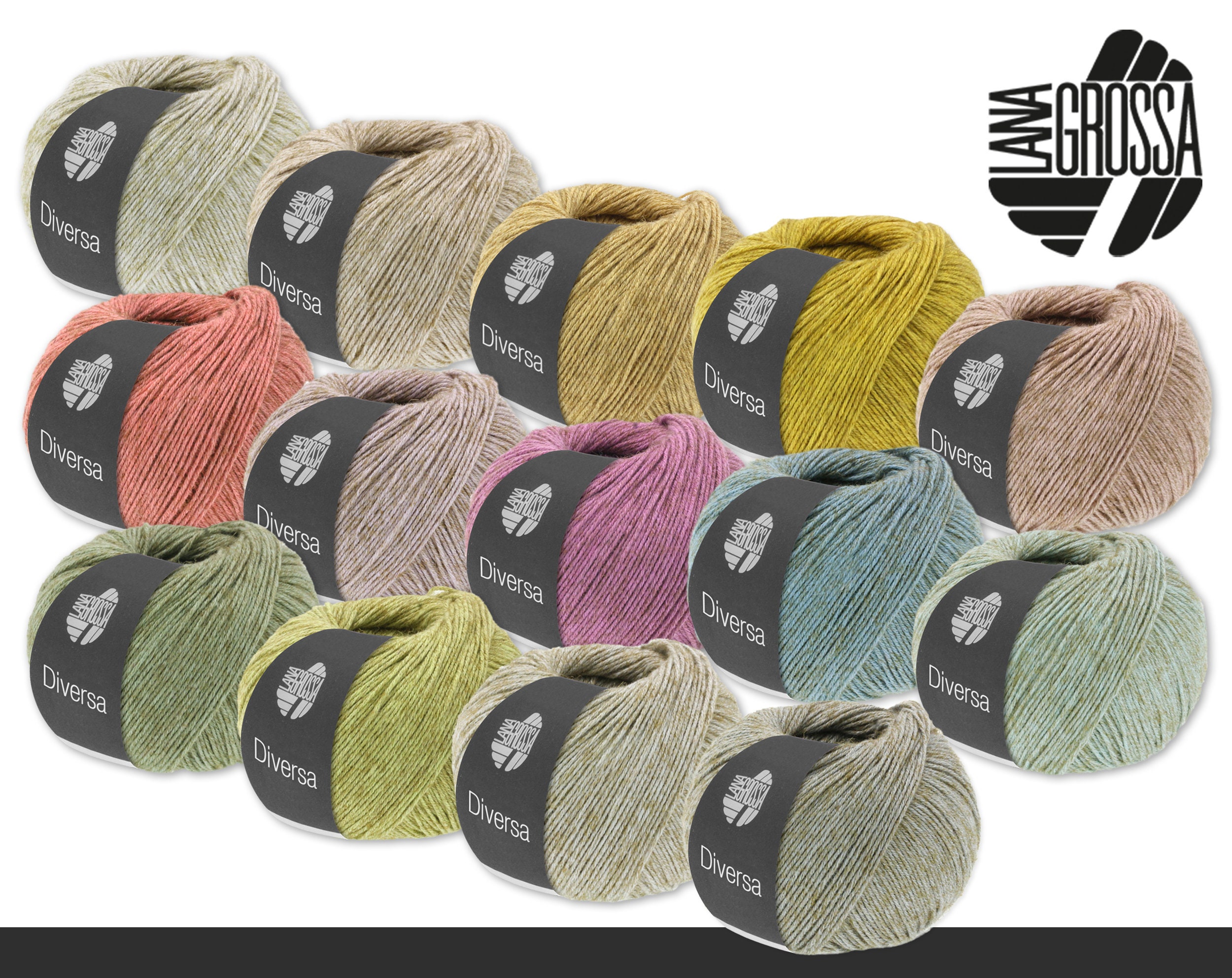 Lana Grossa 50 G Diversa Wool Yarn Knitting Cotton Blend Mélange Effect 14  Colors -  Finland