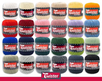 Twister 5 x 100 g crochet yarn 100 mercerized combed gassed cotton crochet 24 colors