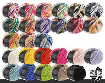Lana Grossa 100 g Confetti Wool Merino Yarn Knitting Wick Yarn Winter Yarn Finger Thick Speckled Print and Plain 26 Colors