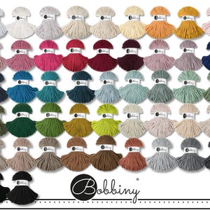 Bobbiny 100 m Flechtkordel Premium Ø 5 mm Baumwolle Textilgarn Häkeln Makramee 47 Farben