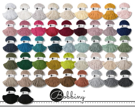 Bobbiny 100 m Flechtkordel Premium Ø 5 mm Baumwolle Textilgarn Häkeln Makramee 47 Farben