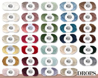 Drops 5 x 50 g Belle Wool Cotton Viscose Linen Summer Yarn Baby Yarn Basic Yarn Oeko-Tex Standard 100 Knitting Crochet