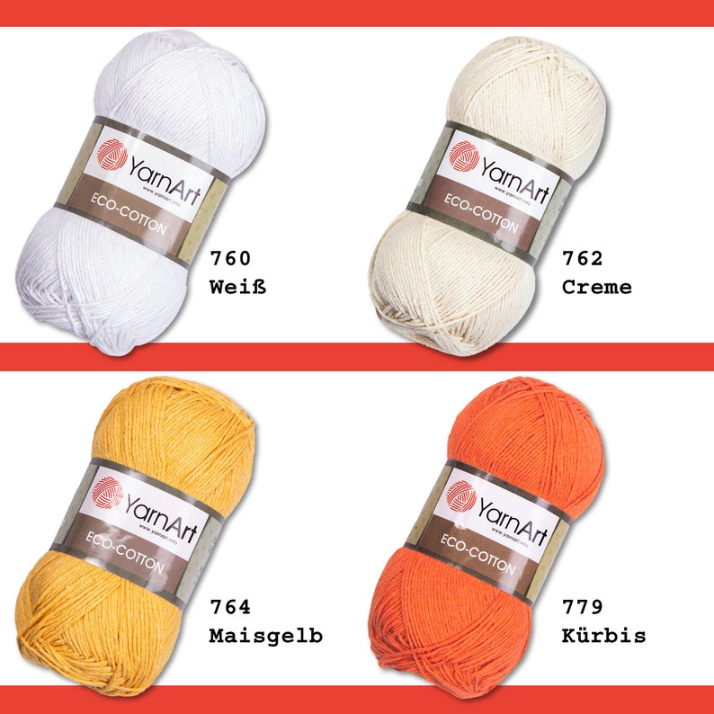 YarnArt 100 g Eco-Cotton Stricken Häkeln Baumwolle Amigurumi Wolle Garn 20 Farben Bild 2