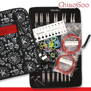 ChiaoGoo Twist Red Lace Needle Set Complete interchangeable needle tips 10 cm high quality stainless steel rope accessories Ø 2.75 - 10 mm