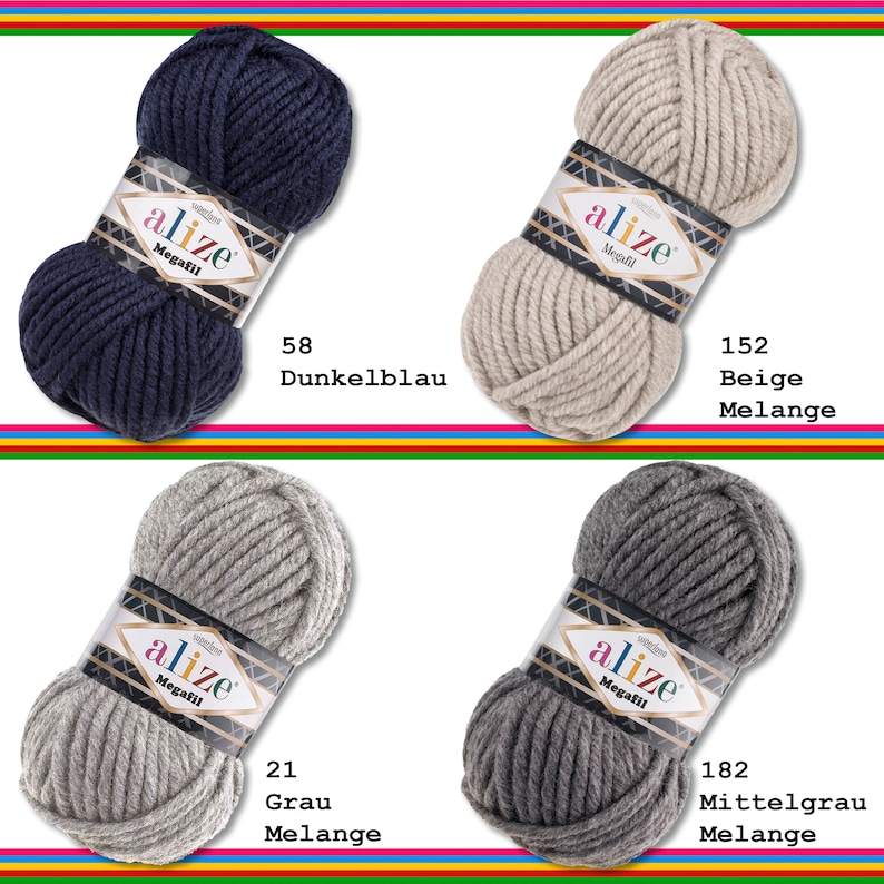 Alaze Label Alize 100 G Superlana Megafil Mega Thick Wool for Crochet and Knitting ...