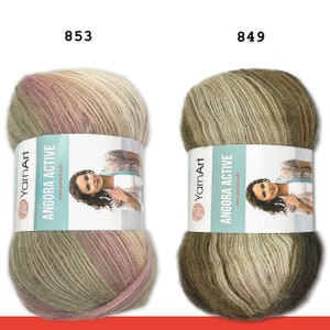 YarnArt 100 g Angora Active Knitting Filato di lana all'uncinetto Mohair sfumato 14 colori immagine 7