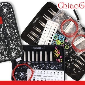 ChiaoGoo Twist Red Lace needle set complete or small interchangeable needle tips 10 cm high-quality stainless steel rope accessories Ø 2.75 - 10 mm