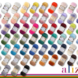Alize 5 x 100 g Diva Filato di lana effetto seta morbido uncinetto maglia 64 colori