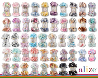 Alize 100 g Puffy Color Chenille Lana Lana Lana Tejer con los Dedos Fluffy 48 Colores