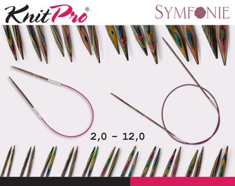 KnitPro Symfonie aiguilles à tricoter circulaires 25 - 150 cm 8 longueurs bois de bouleau durable 19 tailles