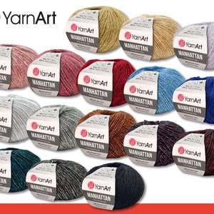 YarnArt 3 x 50 g Manhattan made of metallic, acrylic, wool and viscose for crocheting and knitting. Effect yarn glitter yarn 16 colors.