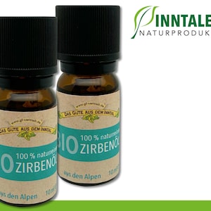 2 x 10 ml Aceite de pino suizo orgánico 100% puro de los Alpes Aromaterapia Cuidado de la piel Fragancia de ambiente Inntaler Productos naturales