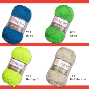 YarnArt 100 g Eco-Cotton Stricken Häkeln Baumwolle Amigurumi Wolle Garn 20 Farben Bild 5