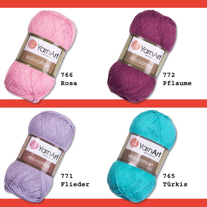 YarnArt 100 g Eco-Cotton Stricken Häkeln Baumwolle Amigurumi Wolle Garn 20 Farben Bild 4