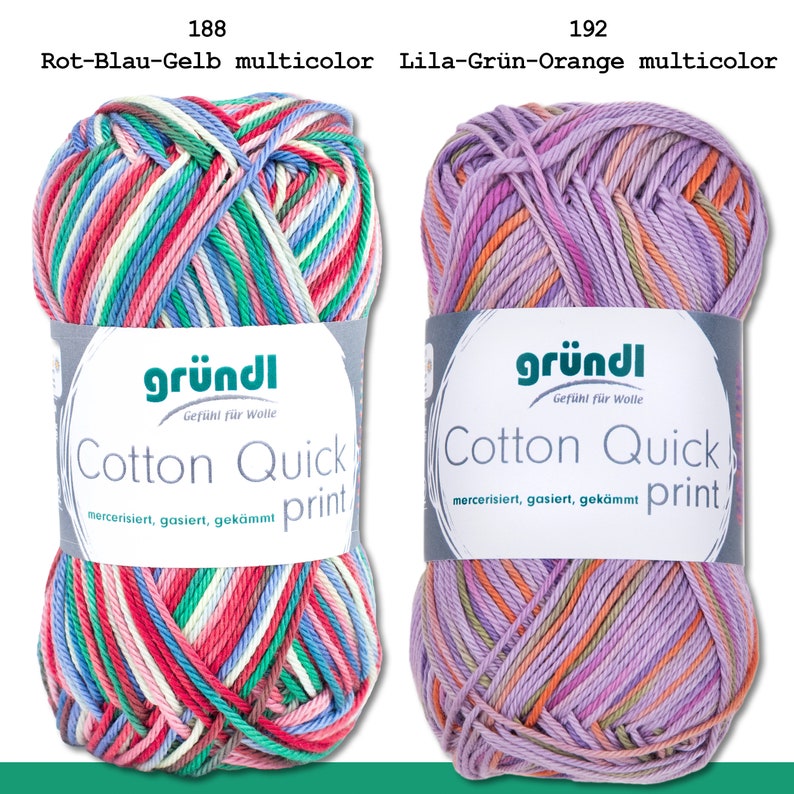 Gründl 50 g Cotton Quick Print Baumwolle Sommerwolle Wolle Garn Häkeln Stricken 16 Farben Bild 3