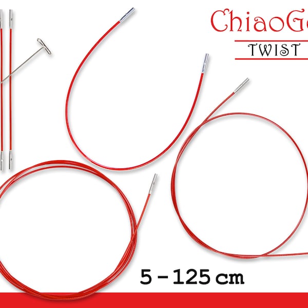 ChiaoGoo Twist Red Interchangeable Needle Point Cords 5 - 125cm Mini Small Large