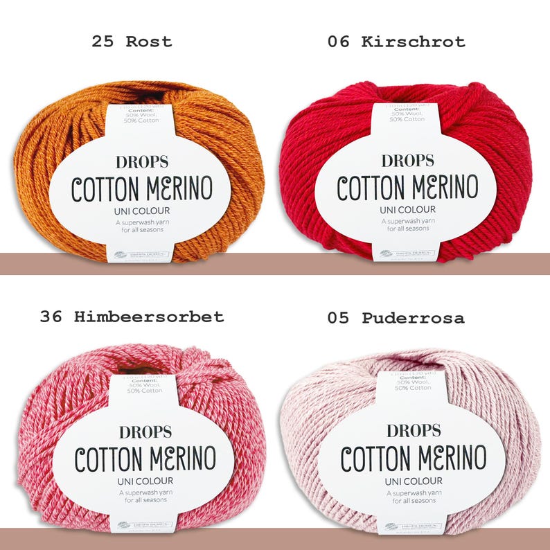 Drops 50g Cotton Merino Cotton Öko-Tex Virgin Wool Superwash Wool Yarn Knitting Crochet image 5