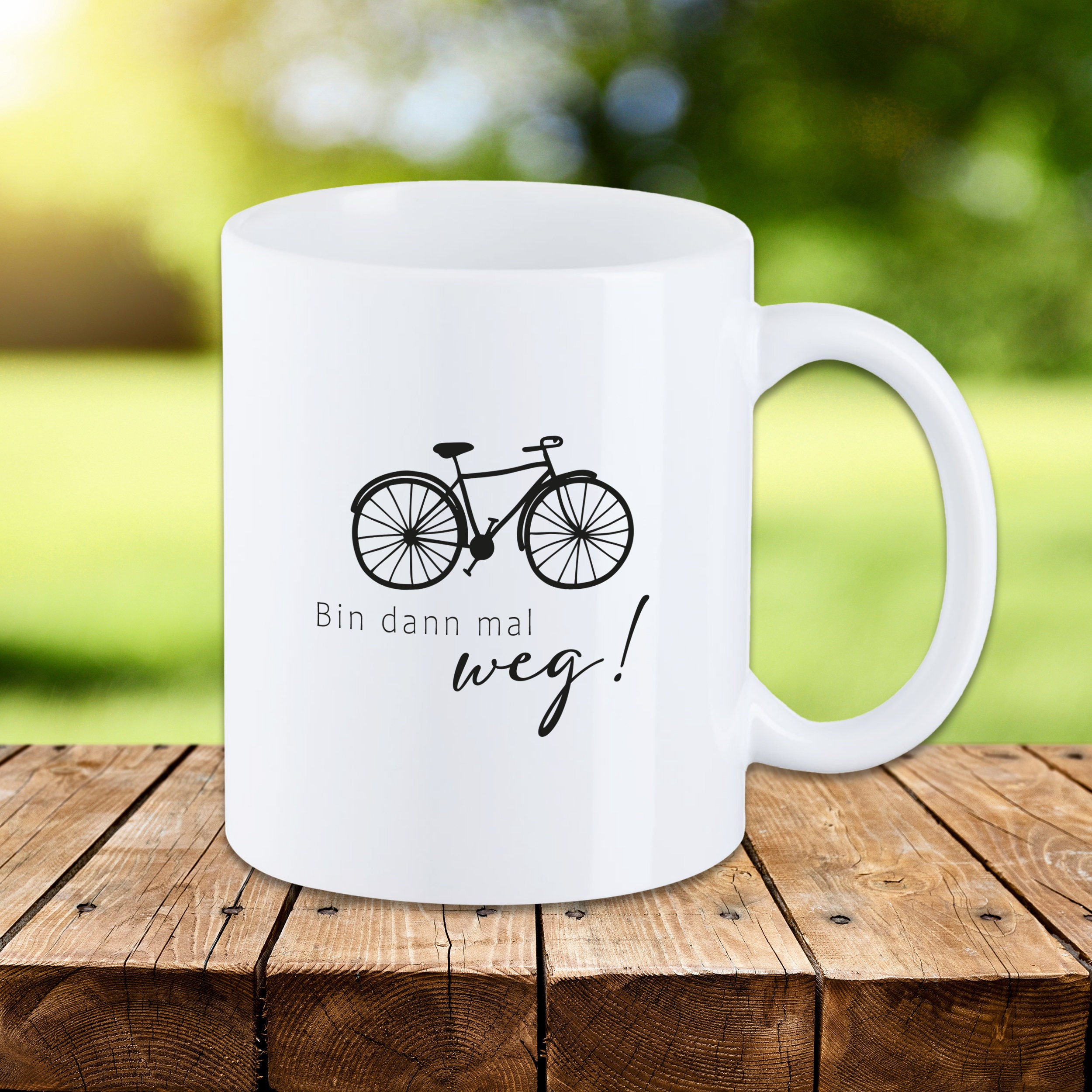 OM3 Emaille-Tasse Mit Fahrrad-Spruch – 300 Ml, Beidseitig Bedruckt, Spülmaschinenfest, Made In Germany