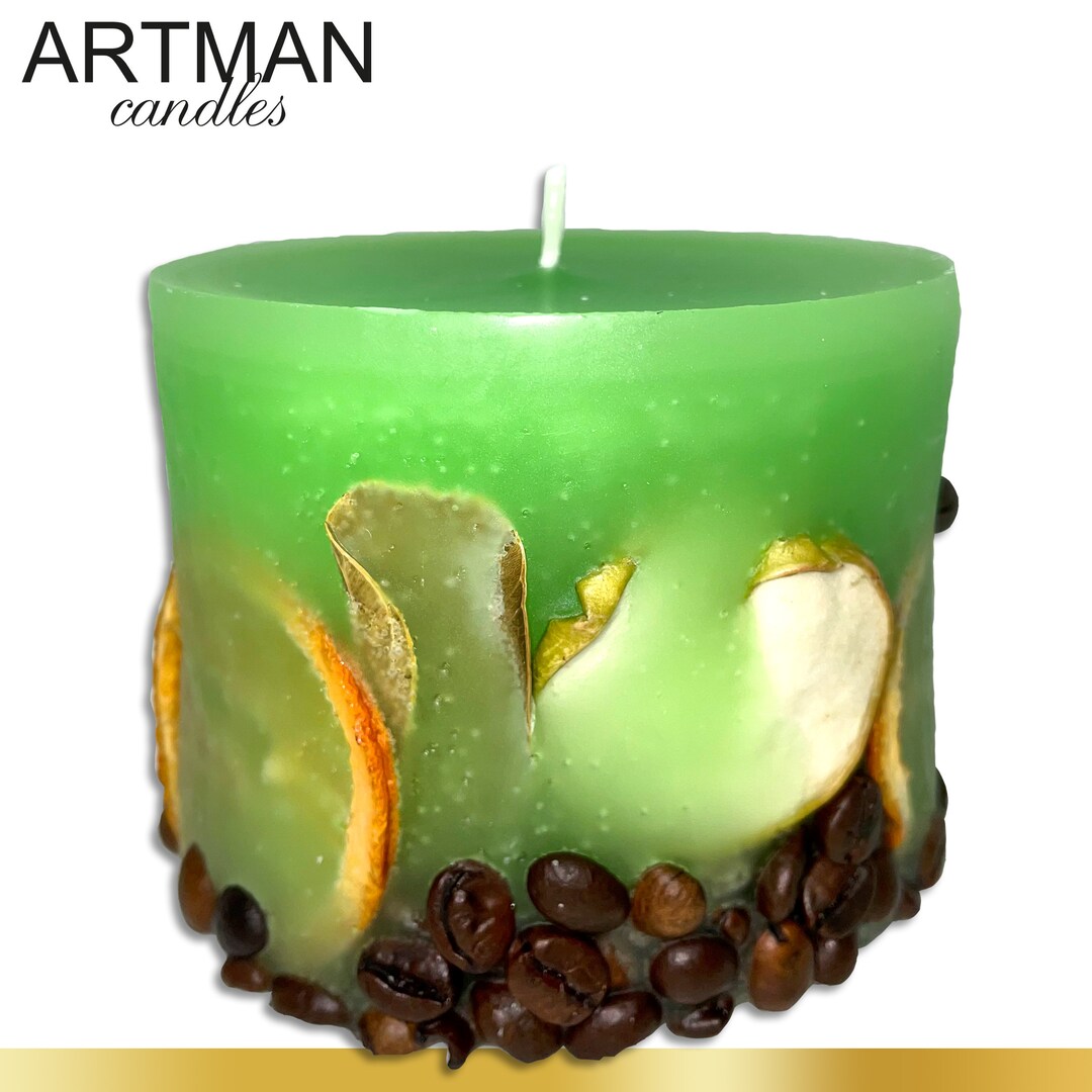 500 G Scented Candle Stump Candle With Fruit Coat Green Nature Etsy
