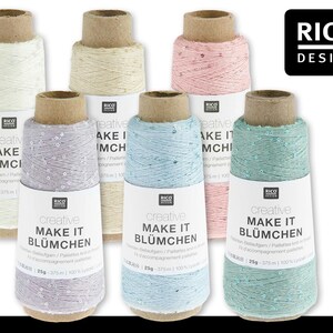 Rico Design 25 g Creative Make it Flower Filato Paillettes Maglia Uncinetto Lana 6 Colori