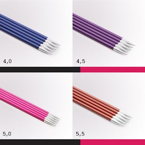 KnitPro Zing Sockenstricknadeln 2 Längen 15 cm 20cm Nadelspiel glatte Oberfläche leicht verschiedene Farben Stricken 16 Größen Bild 4