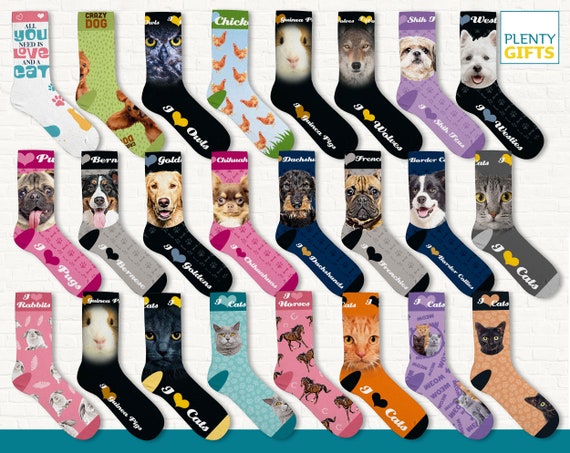 Calzini Unisex Colorati Con Simpatici Animali Domestici, Cotone Morbido E Traspirante, Confezione Regalo
