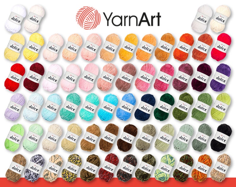 YarnArt 100 g Dolce Chenille laine fil à tricoter Crochet Amigurumi moelleux velouté 64 couleurs image 1