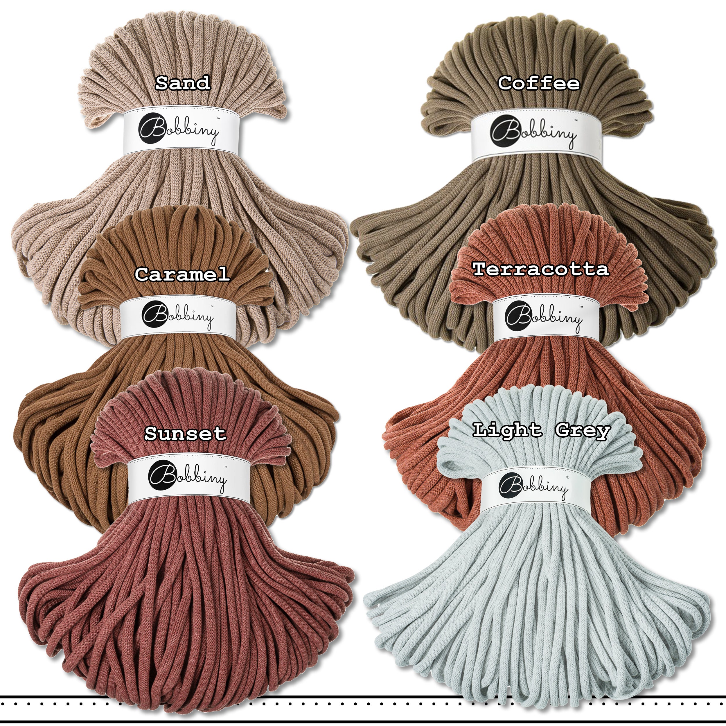 Bobbiny Corda macramè intrecciata di alta qualità, 5 mm, 100% cotone