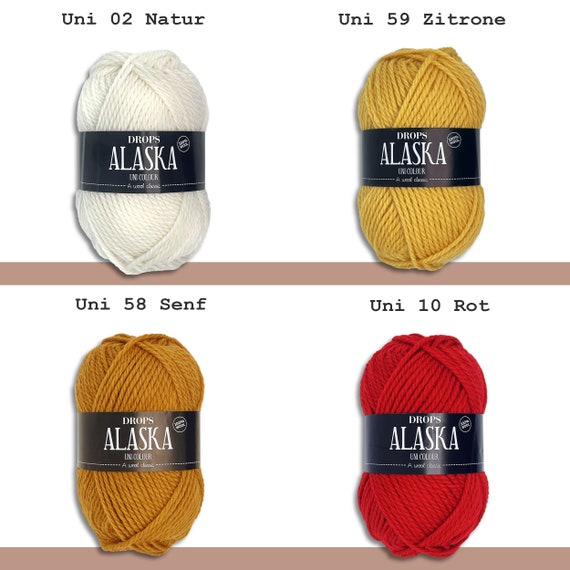 Drops Alaska, Drops Wool, 10 Ply Aran Yarn Worsted Weight Wool, Untreated  Yarn, Drops Yarn for Hat Sweaters Mittens Knitting Yarn, Pure Wool 