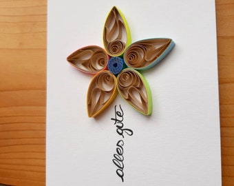 Geburtstagskarte bunte Blütenblätter - birthday card flower - Alles gute zum Geburtstag - Happy Birthday - Quilling Handgemachte Karte Blume