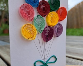 Happy Birthday - handgemachte Karte Luftballons - Grußkarte - Colored Balloons - Quilling card Geburtstagskarte - alles gute zum Geburtstag