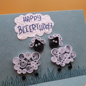 Geburtstagskarte Schafe - Alles gute Schaf - Geburtstag Bäh - Happy Bährthday Sheep - Quilling Card handmade - Happy BEEErthday