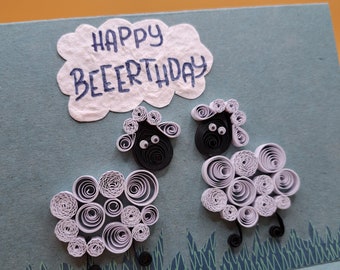 Geburtstagskarte Schafe - Alles gute Schaf - Geburtstag Bäh - Happy Bährthday Sheep - Quilling Card handmade - Happy BEEErthday