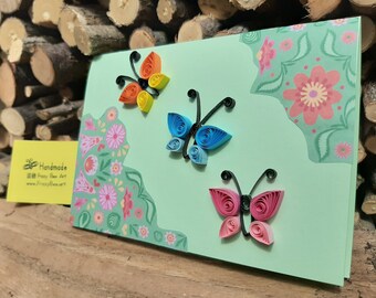 Birthday Card Butterflies - 3D Greeting Card - Karte Schmetterlinge