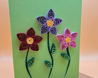 Geburtstagskarte Blumen Frühling - Danke schön Karte - Grußkarte Quilling - Handgemachte Karte Danke - Card with flowers